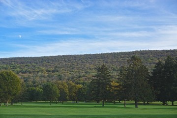 The historic golf course at the Shawnee Inn, Shawnee on Delaware, in the Pocono Mountains of Pennsylvania, USA.
