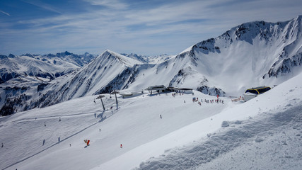 Fototapeta na wymiar skiers in mountains