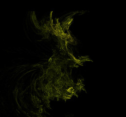 Yellow green abstract fractal pattern background. Fantasy fractal texture. Digital art. 3D rendering. Computer generated image.