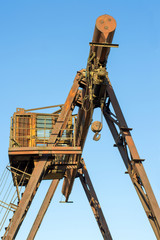 gantry crane, telpher, old, ancient, past, broken, abandoned, rusty, closed production, work;...