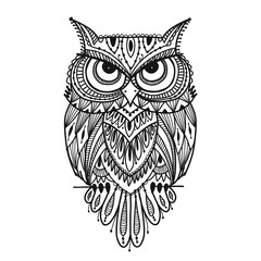 Ornate owl, zenart for your design