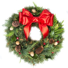 Fototapeta na wymiar Christmas Wreath Isolated on White