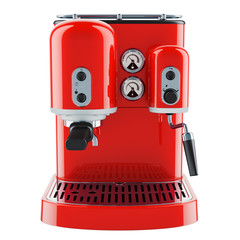 Red coffeemaker or coffee machine retro design. 3D rendering