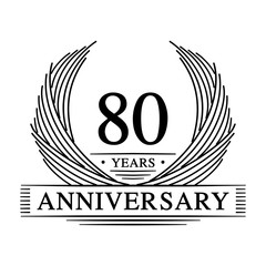 80 years design template. 80th anniversary. Vector and illustration. 

