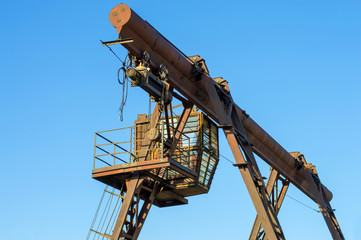 gantry crane, telpher, old, ancient, past, broken, abandoned, rusty, closed production, work;...