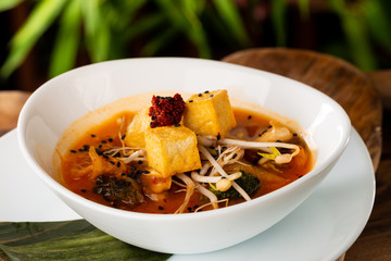 Traditional Korean Kimchi soup with Tofu