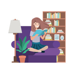 young woman in the livingroom avatar character