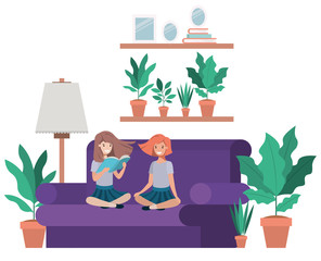 young women in the livingroom avatar character