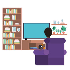 young man sitting in the livingroom avatar character
