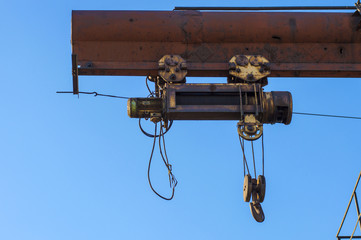 gantry crane, telpher, old, ancient, past, broken, abandoned, rusty, closed production, work;...