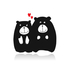 Funny bears family, sketch for your design