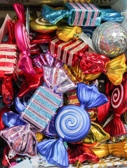 christmas candys, glass christmas tree toys in a box