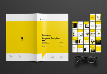 Yellow Proposal Brochure Layout with Black Accents