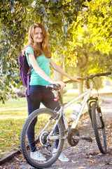 Fototapeta premium girl on a bicycle