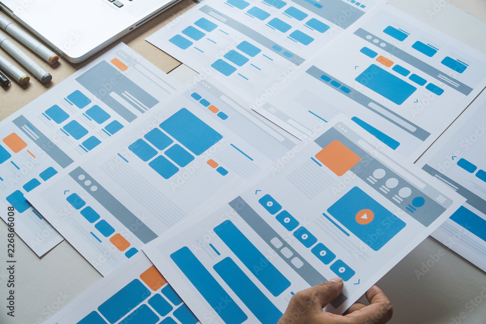 Poster website designer creative planning application developer development draft sketch drawing template l