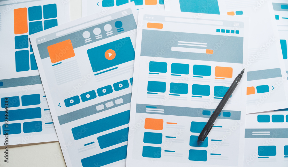 Poster website designer creative planning application developer development draft sketch drawing template l