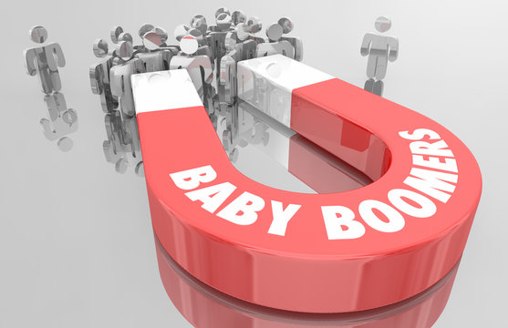 Baby Boomers Demo Group Magnet People 3d Illustration