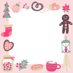 frame with vector drawings for the New Year holidays