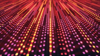 Abstract background of glowing neon squares in retro style