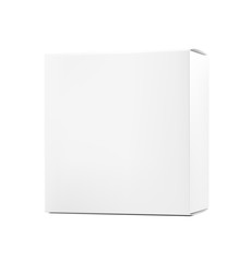 Realistic blank cardboard packaging box mock up. Vector illustration isolated on white background. Can be use for medicine, food, cosmetic and other. Ready for your design. EPS10.