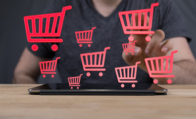 Sales icons floating in the
