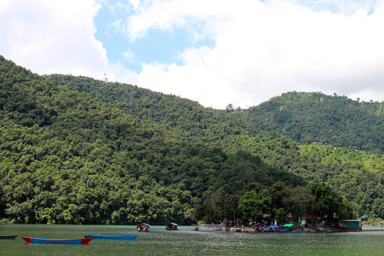 The Tal Barahi Nepali Budhdist temple by the middle of Phewa Lake in Pokhara