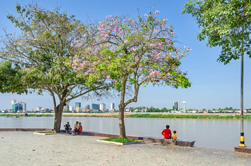  Preah Sisowath Quay, a public promenade on the bank of the Mekong River in Phnom Penh