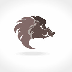 Wild Boar. Flat vector template brown boar head.