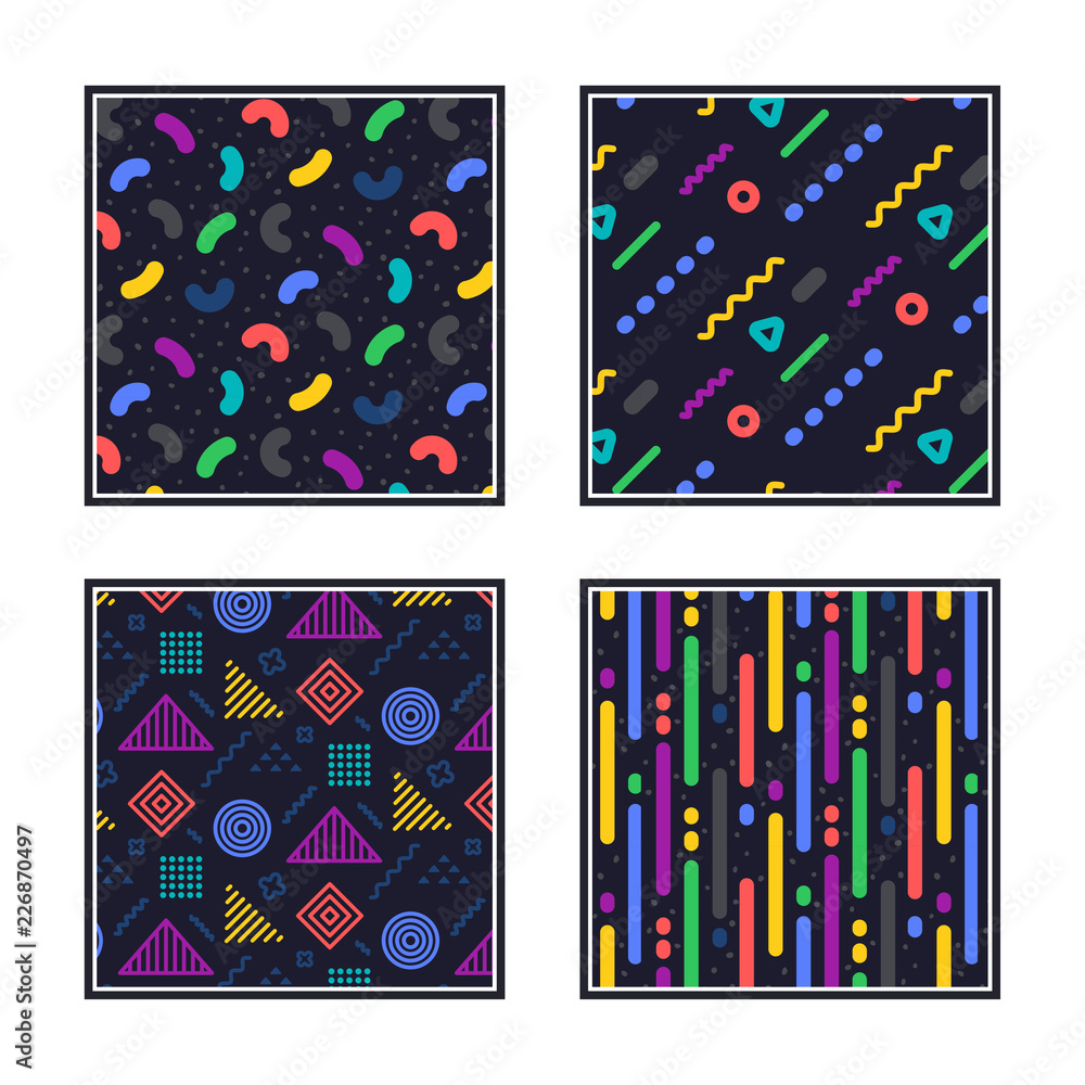 Poster geometric pattern. abstract seamless texture. colorful geometric figures or shapes. swatches with gr