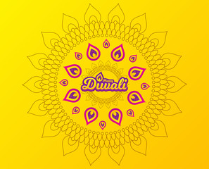 Diwali festival greeting card. Hindu festive modern background. Indian rangoli concept. Deepavali or diwali festival of lights. Happy Indian holiday. Vector
