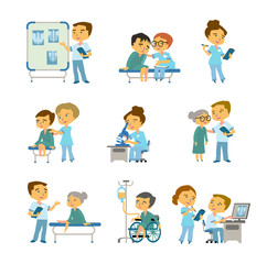 Patient at the doctor s office. Vector medicine illustration.