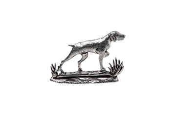 silver dog statuette isolate on white - Powered by Adobe