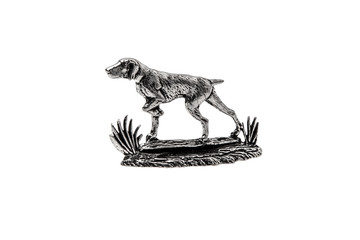 silver dog statuette isolate on white