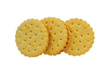 Round crackers with stuffing. Close-up. Isolated object on white background. Isolate.
