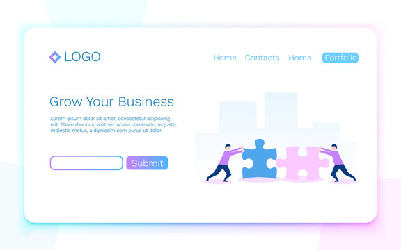 Web page. Business, teamwork and partnership concept. Landing page concept. Vector illustration