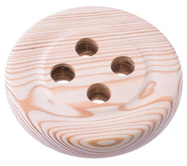 big wooden button isolated on a white background
