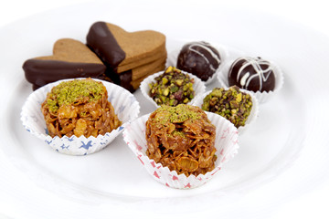 cake with chocolate and nuts
