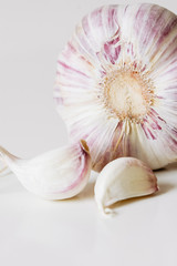 Purple stripe garlic on white background