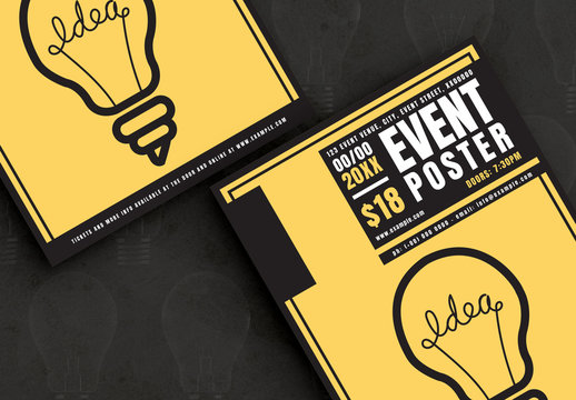Event Flyer Layout with Lightbulb Illustration