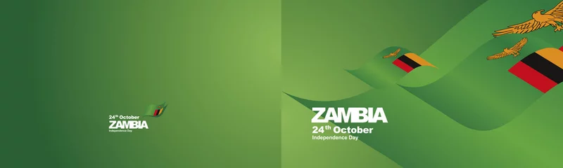 Foto op Aluminium Independence Day Zambia flag ribbon two fold landscape background © simbos