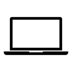 Minimalist, black laptop icon. Isolated on white