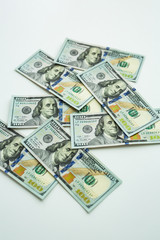 United States Currency Cash Money on White Background