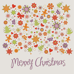 Christmas vintage card, Vector illustration