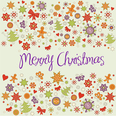 Christmas vintage card, Vector illustration
