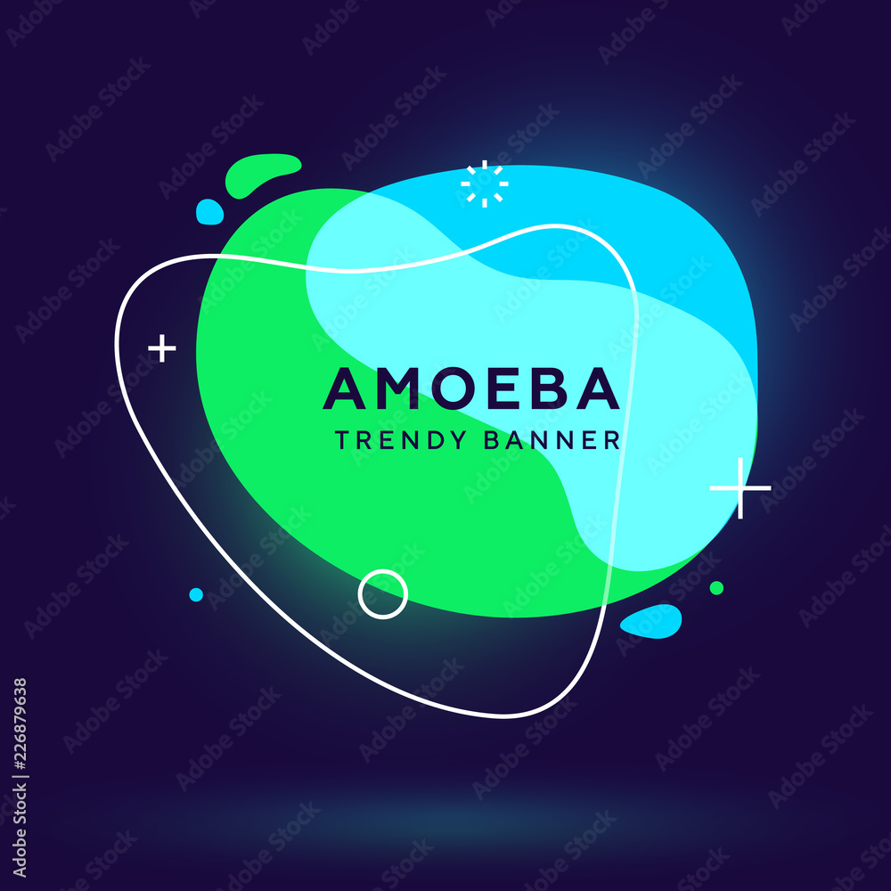 Poster modern abstract neon vector banners. flat geometric shapes of different colors with white outline in