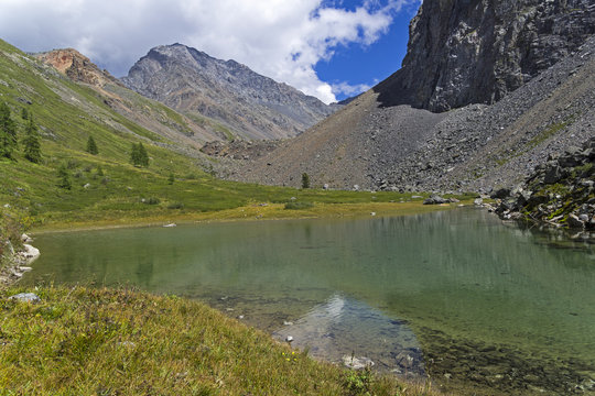 Small lake in the mountains.