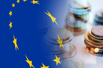 Flagge EU Europa und Schulden - obrazy, fototapety, plakaty