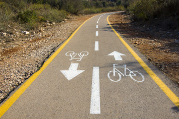 Bicycle sign on the road used for pedestrian crossing