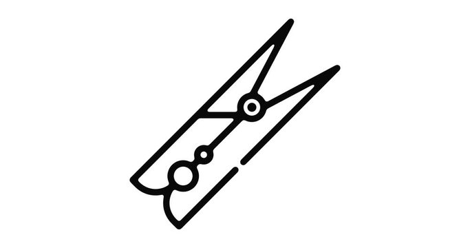 Clothes pegs line icon motion graphic animation with alpha channel.