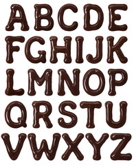 Latin alphabet made of melted chocolate in high resolution (part 1. Letters)